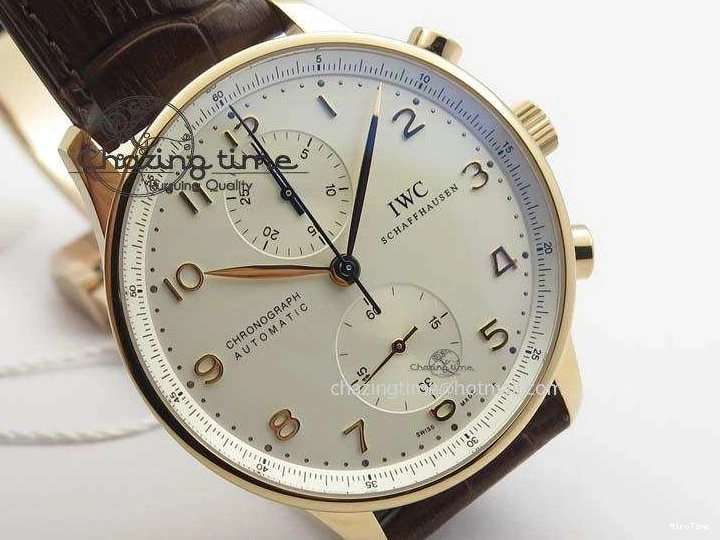 MIROTIME 0821 Portuguese Chrono RG IW371480 ZF 1:1 Best Edition White Dial On Brown Leather Strap A7750 V HighPerformance 7266